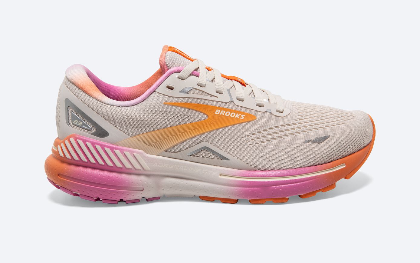 Women's Brooks Adrenaline GTS 23 White Sand/Sunset/Fuchsia B